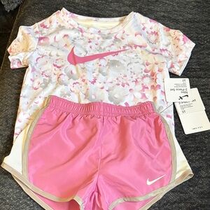 Nike Pink and White Floral Active Set